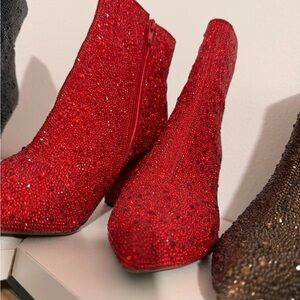 Betsey Johnson Sparkling Red Heeled Boots
